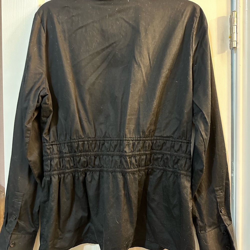 Black cotton button down top size L - Picture 2 of 2
